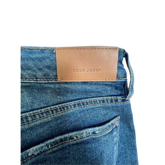 Dear John Straight Leg Medium Wash Mid-Rise Denim Jeans With Raw Hems - Picture 5 of 6